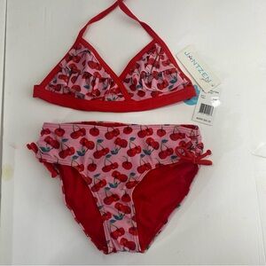 Jantzen Kids Bikini with Cherry Design - Red and Pink